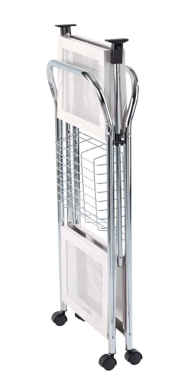WENKO Sunny Kitchen and Utility Trolley, Powder-Coated Metal, Household and Kitchen Utensil Storage, Portable & Foldable Tray, 56.5x90.5x44cm, White - Safqqa Egypt