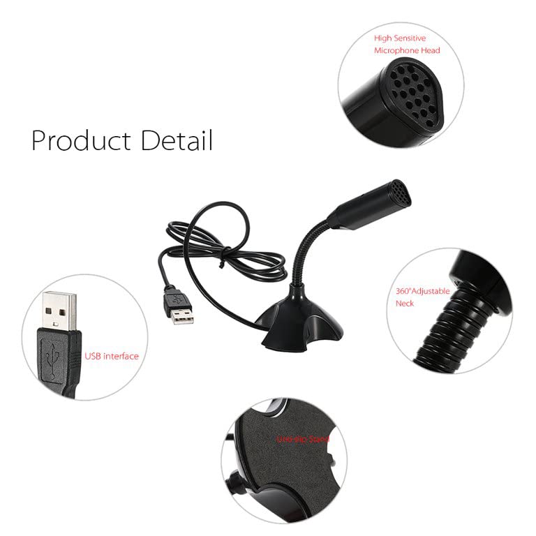 ميكروفون مكتبي قابل للتعديل Keendex kx 2764 360 USB يدعم الدردشة الصوتية والتسجيل - أسود