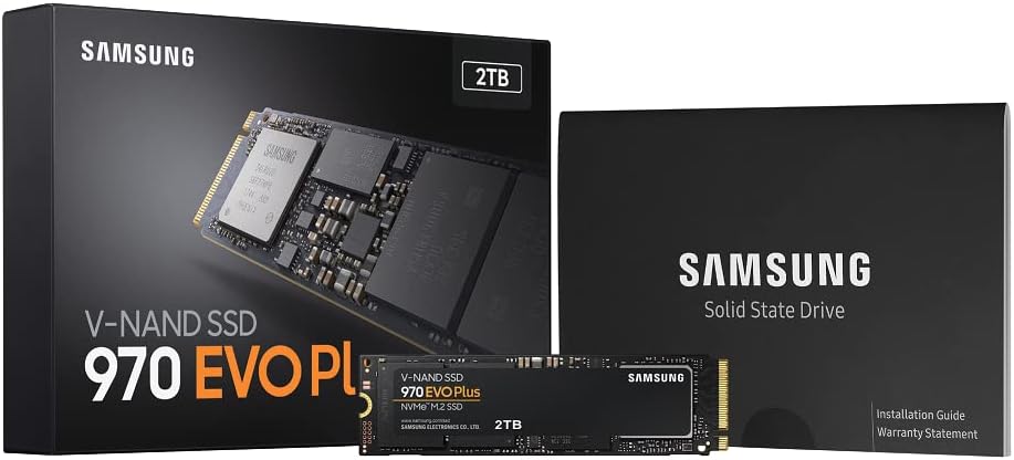 Samsung 970 EVSamsung 970 EVO Plus 2TB NVMe M.2 Internal SSD – V-NAND TechnologyO Plus SSD 2TB - M.2 NVMe Interface Internal Solid State Drive with V-NAND Technology (MZ-V7S2T0B/AM)