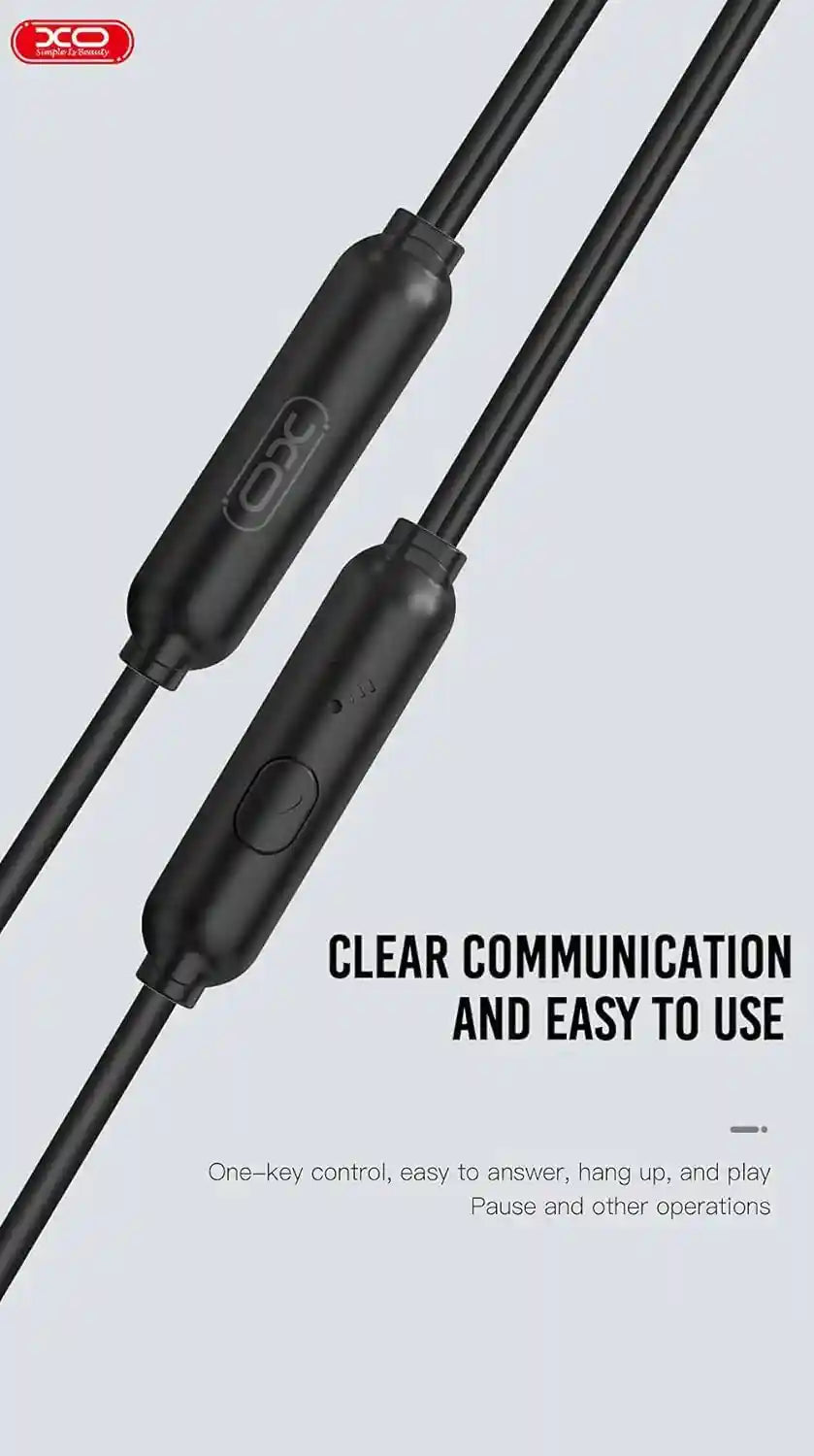 Xo xo-ep26 music earphones with hd sound quality and bulid in microphone 3.5mm set of 2 pieces - black, Wired Headphones Headset - Safqqa Egypt