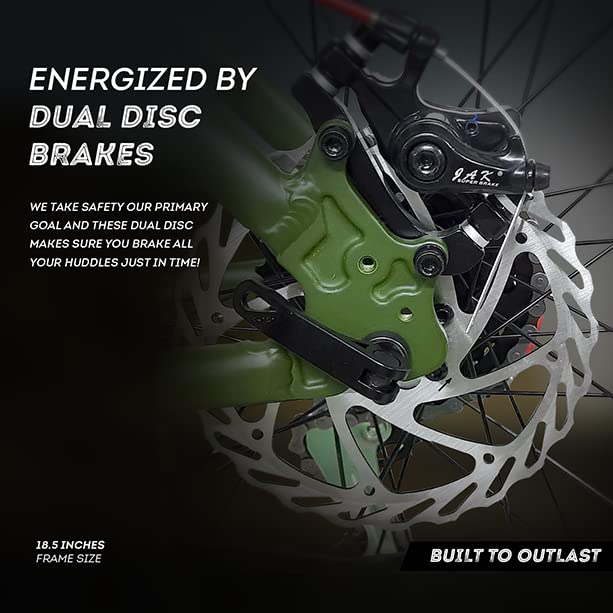 Ninety One Invictus 27.5T 24 Speed Disc Brakes Hybrid Bike ( Military Green, Ideal for: 12+ Years)