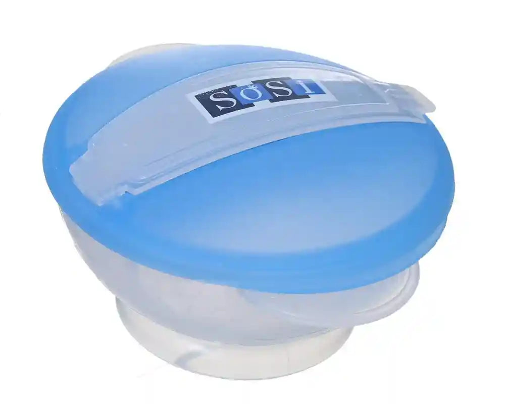 Plastic Food Set With Lid For Kids 2 Pieces (Plate+Spoon), Blue DR-A-557