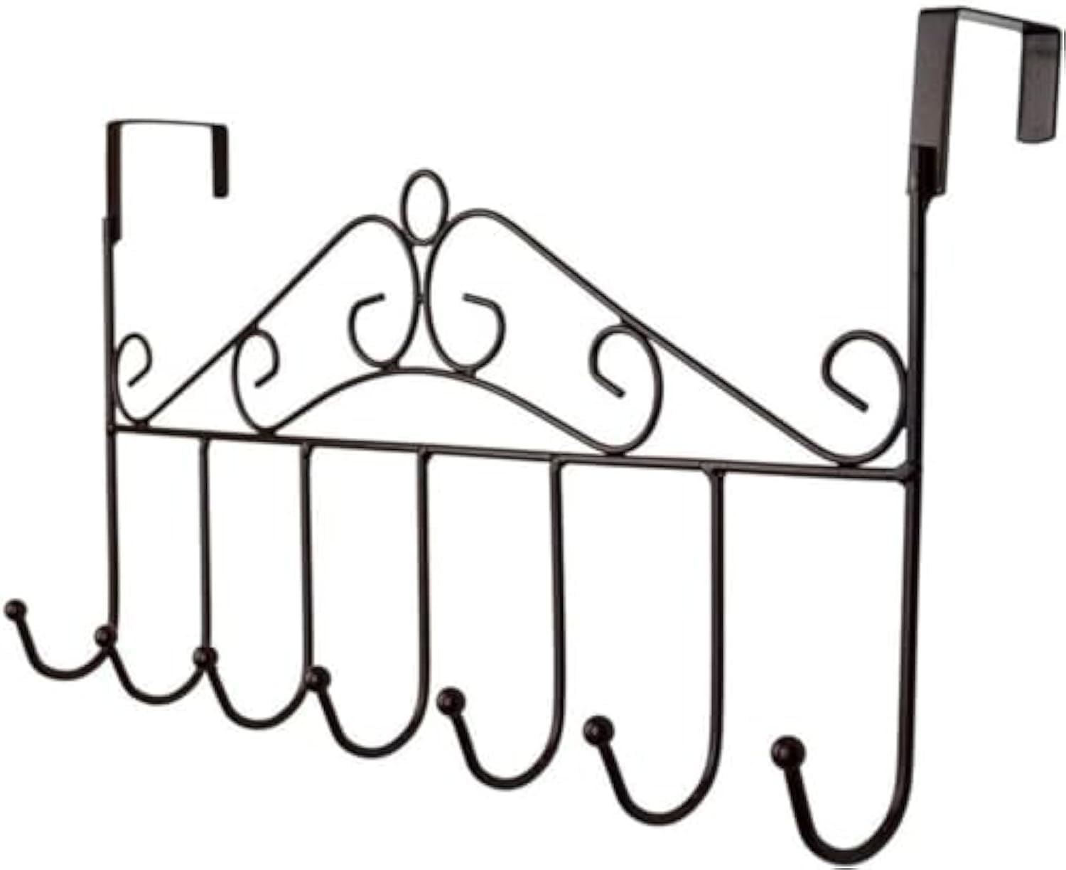 رف معطف من لينديس، رف بـ7 خطافات للتعليق على الباب - خطافات تنظيم مزخرفة للملابس والمعاطف والقبعات والاحزمة والمناشف - شماعة باب للمنزل او المكتب 