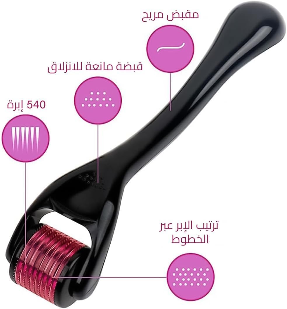 QSHOP® درما رولر لفروة الرأس، 540 إبر تيتانيوم دقيقة لفروة الرأس للوجه، الرقبة، الجسم، نمو الشعر، 0.5 مم للتجاعيد، حب الشباب، علامات التمدد