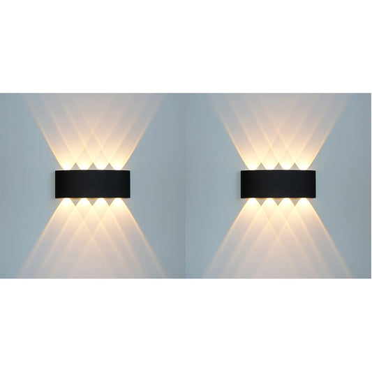 مصباح حائط LED حديث مثبت لأعلى وأسفل، ضوء 3000 كلفن، أسود (8 واط، قطعتان) - صندوق تالف