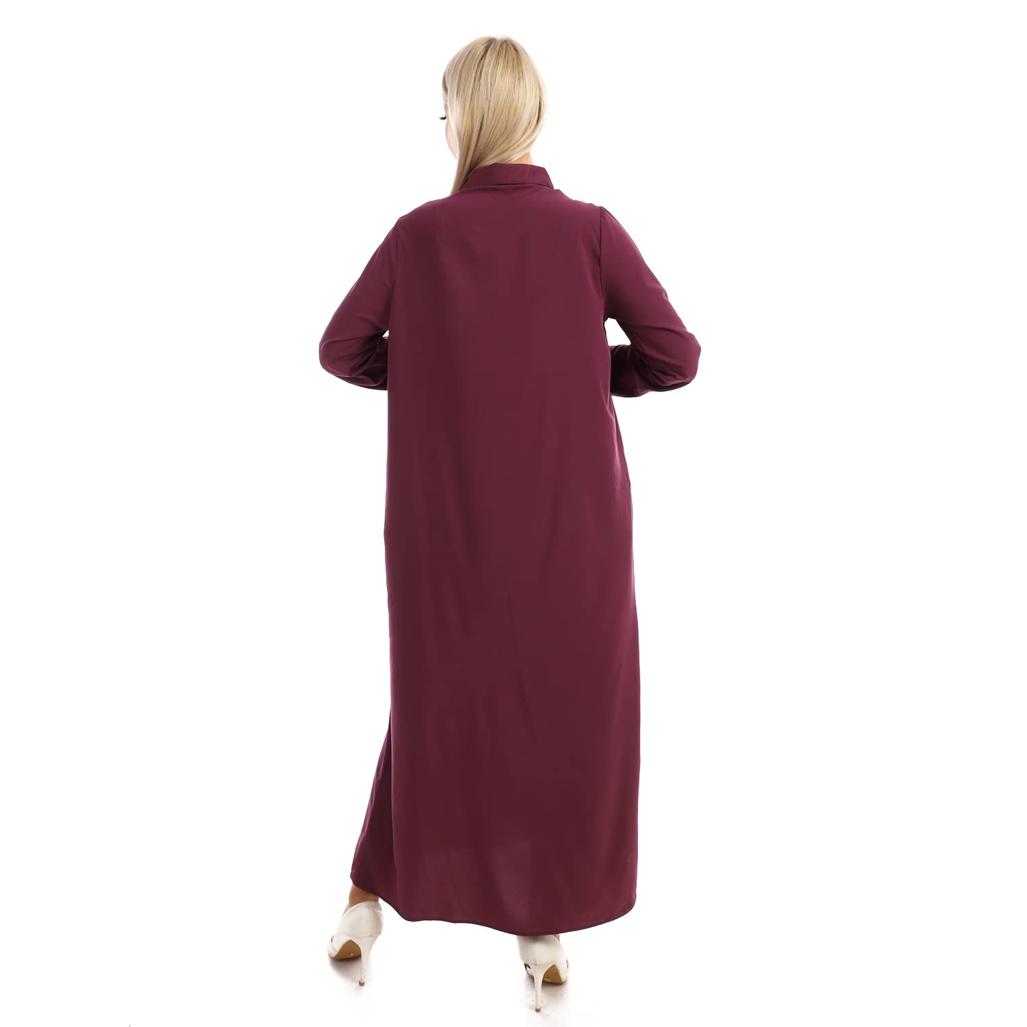 Jamila Women plain soft maxi shirt dress