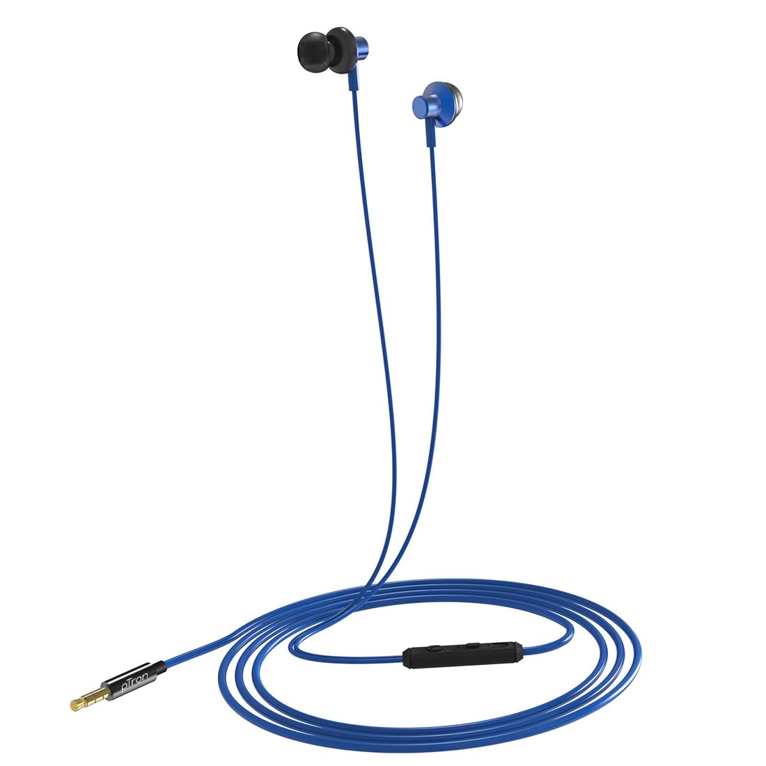 pTron Pride Lite HBE (High Bass Earphones) in Ear Wired Earphones with Mic, 10mm Powerful Driver for Stereo Audio, Noise Cancelling Headset with 1.2m Tangle-Free Cable & 3.5mm Aux - (Blue)