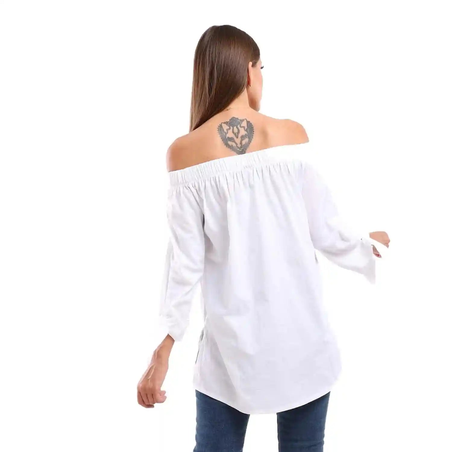 ESLA Long-sleeved Plain Blouse White - Safqqa Egypt