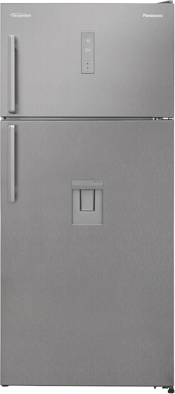 ثلاجة باناسونيك بسعة صافية 587 لتر / 20.7 قدم³، بابين، مزودة بموزع مياه، بتقنية Nutri Tafreez للحفاظ على العناصر الغذائية، فريزر واسع (جامبو)، تعمل بتقنية الانفرتر – فضي، الموديل NR-BC753DSEG.
