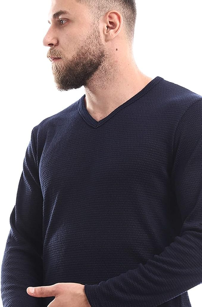 Off Cliff Men’s Plain V-Neck Long Sleeve Casual T-Shirt