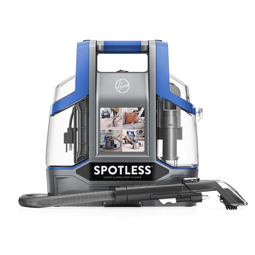 Hoover CDCW-CSME Spotless Careprt Cleaner Clean Portable Lightweight Carpet & Upholstery Multi Surfaces Cleaner For Car Seats, Sofa, Kitchen, Outdoor & More, Removes Spots Spills & Tough Stains-Blue - Without cleaning solution