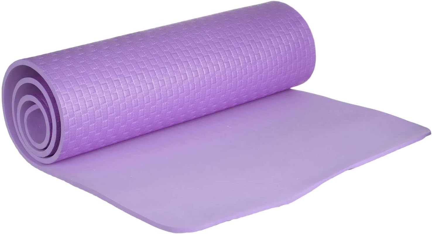 SPURT Yoga Mat with Black Carrying Bag - 183x61 cm, 10MM Thickness, Purple