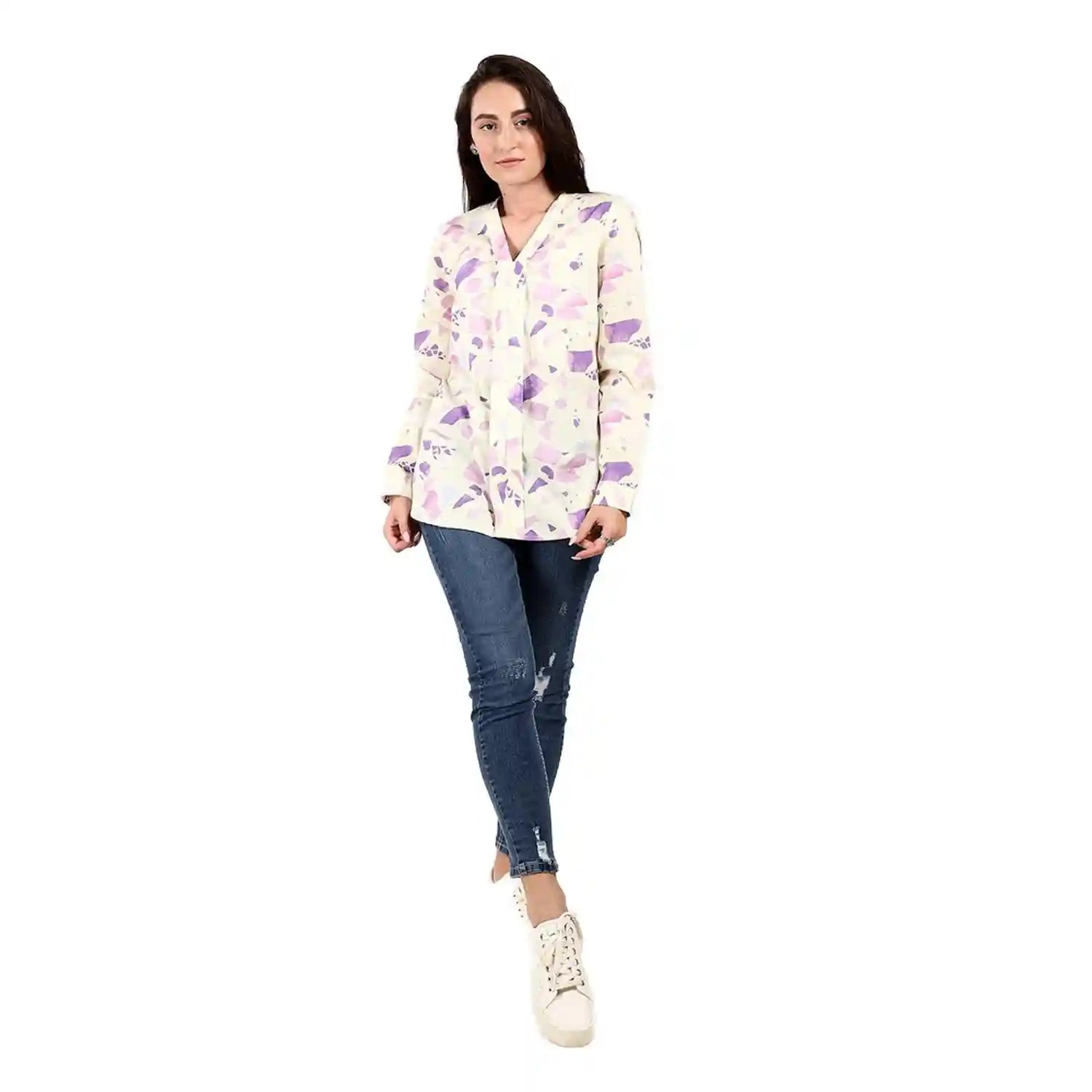 ESLA Long-Sleeved Printed Blouse - Safqqa Egypt