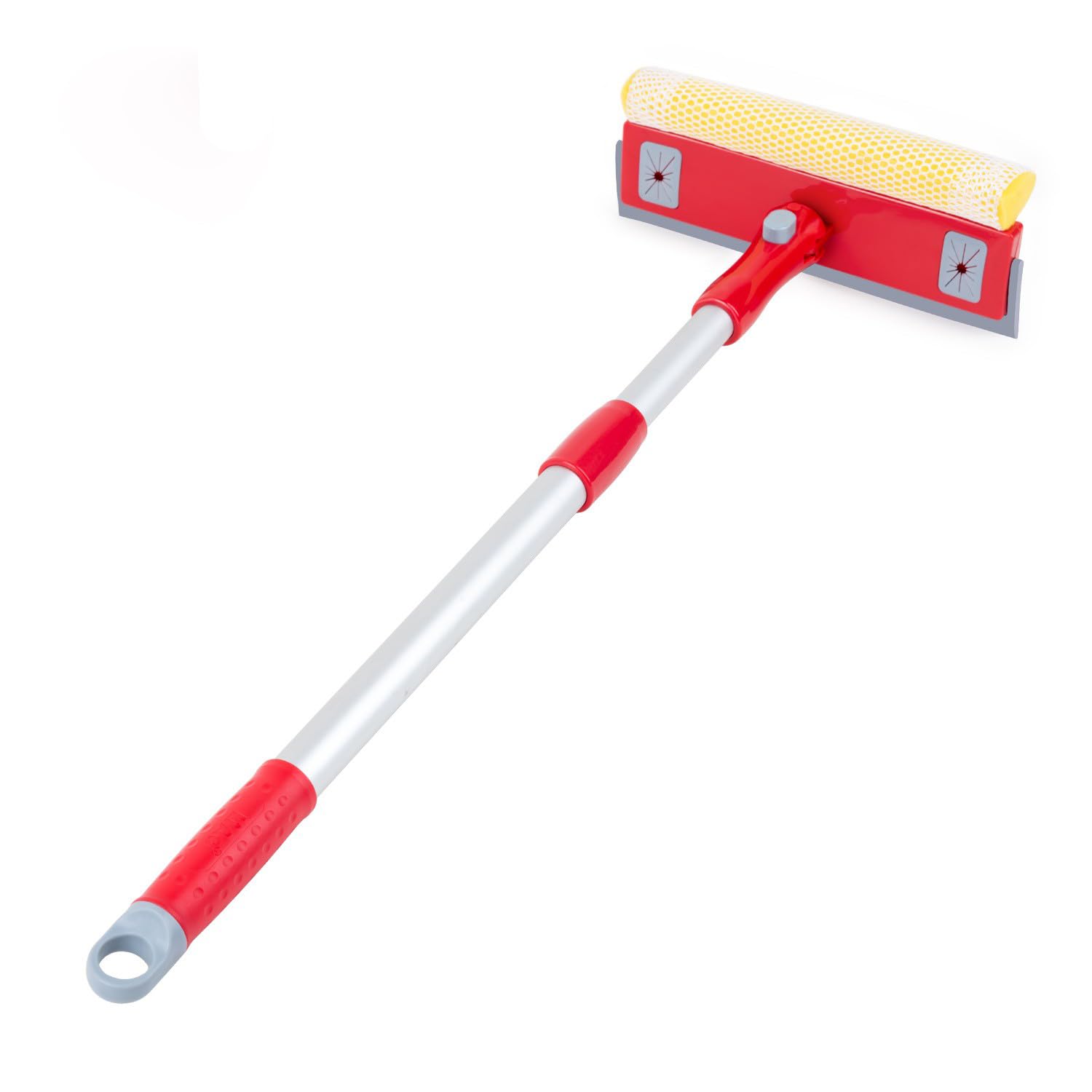 أداة تنظيف نوافذ بمقبض من الألومنيوم ورأس تنظيف مقاس 20 سم من لياو، لون أحمر/ فضي
