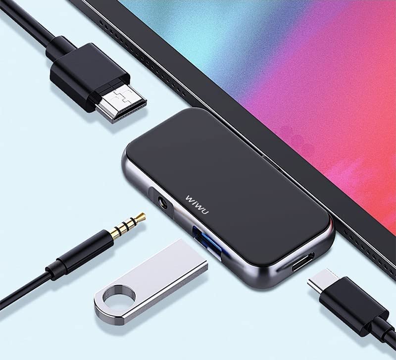 WIWU Alpha T5 Pro 4-in-1 USB-C Hub, Multi-Port Adapter, Grey