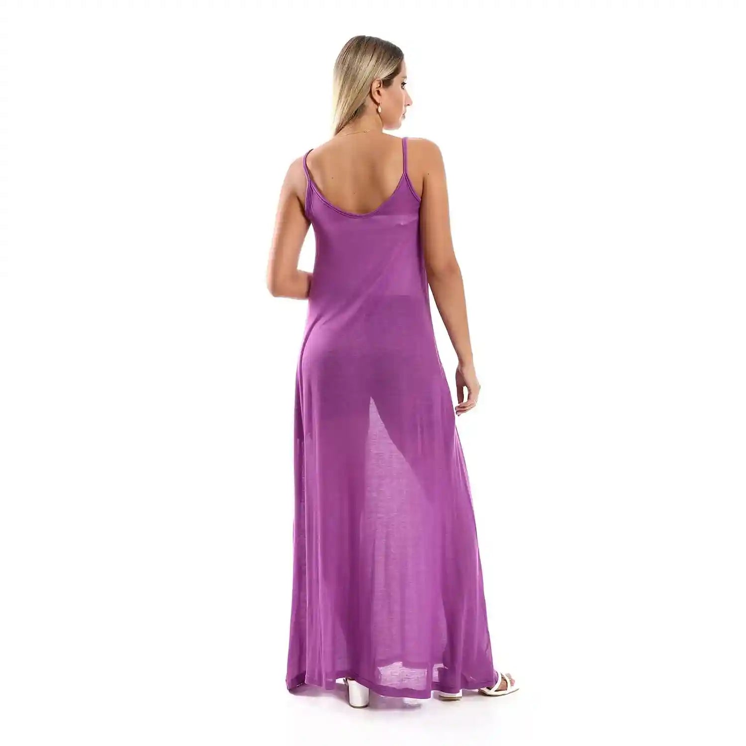 Brand: JAMILA Jamila Women Spaghetti Sleeves Long Dress with Side Pockets - Safqqa Egypt