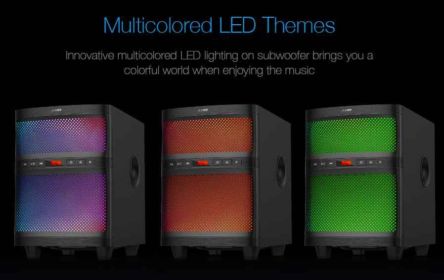 F&D T200X 140 W 2.1 Channel Soundbar Tower Speaker Bluetooth Multimedia TV Speaker with Multicolored LED Themes,USB,AUX,Remote Control, - Safqqa Egypt