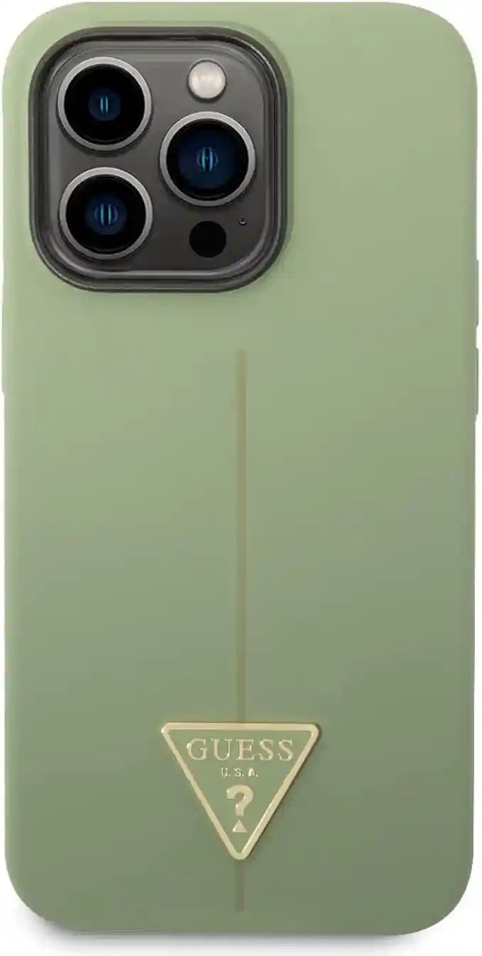 CG MOBILE Guess جراب صلب من السيليكون بتصميم مثلث لهاتف iPhone 14 Pro Max (6.7 بوصة) - أسود