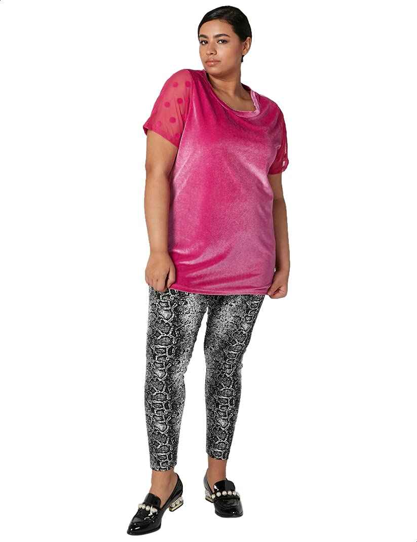 Splash Plain Dotted Sheer Short Sleeves Round Neck Blouses For Womens - Safqqa Egypt