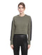 U Athleisure  Side Stripe Ribbed Trims Crew Neck Cropped Sweatshirt For Women,