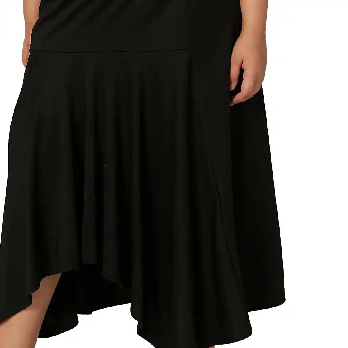 Splash Asymmetric-Hem Solid Midi Skirt for Women