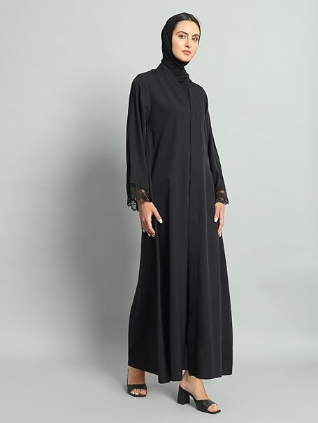 Styleville.in Women Abaya with Hijab Arabic Wear Black