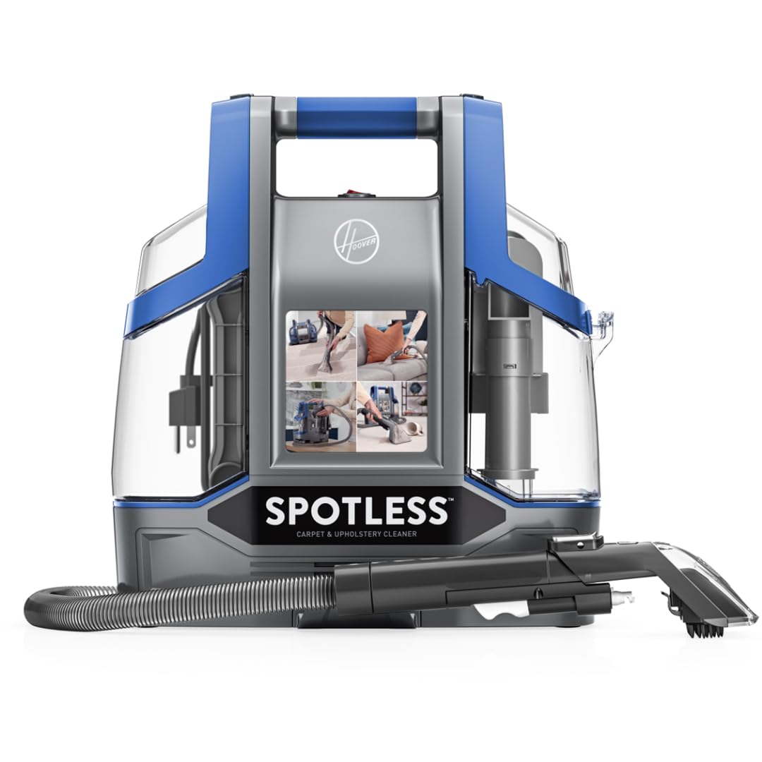 Hoover CDCW-CSME Spotless Careprt Cleaner Clean Portable Lightweight Carpet & Upholstery Multi Surfaces Cleaner For Car Seats, Sofa, Kitchen, Outdoor & More, Removes Spots Spills & Tough Stains-Blue - Without cleaning solution