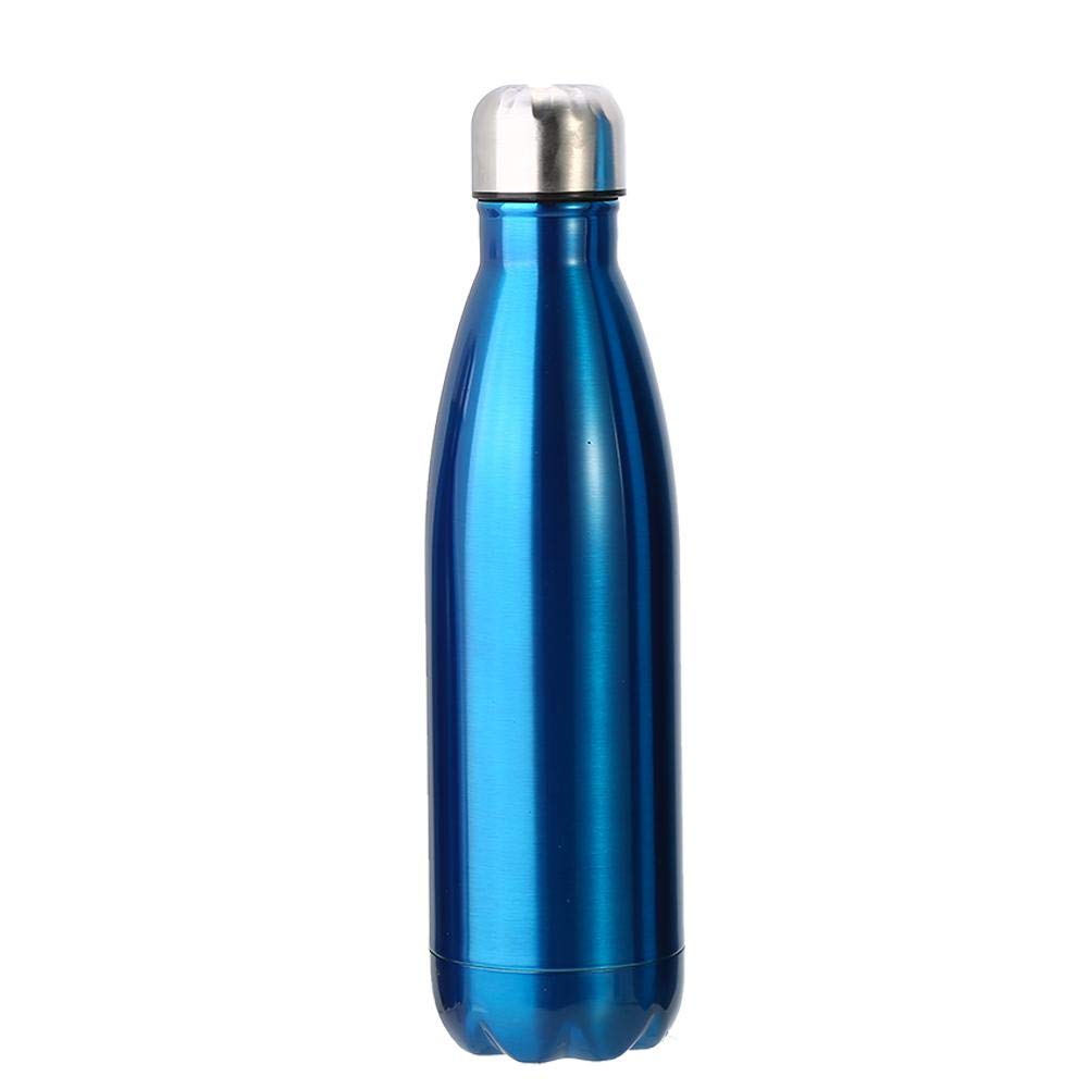 Dilwe VGEBY1 Stainless Steel Water Bottle, Insulated Leak-Proof Bottle Keeps Drinks Hot & Cold Easy Washing(500ML-Blue)-Damage Box