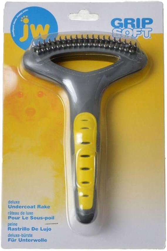 JW GripSoft Grooming Double Row Undercoat Rake