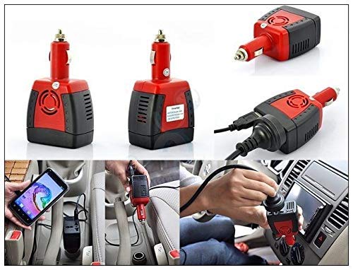 محول طاقة سيارة 150 واط - 12 فولت تيار مستمر إلى 220 فولت تيار متردد بالإضافة إلى منفذ USB 5 فولت