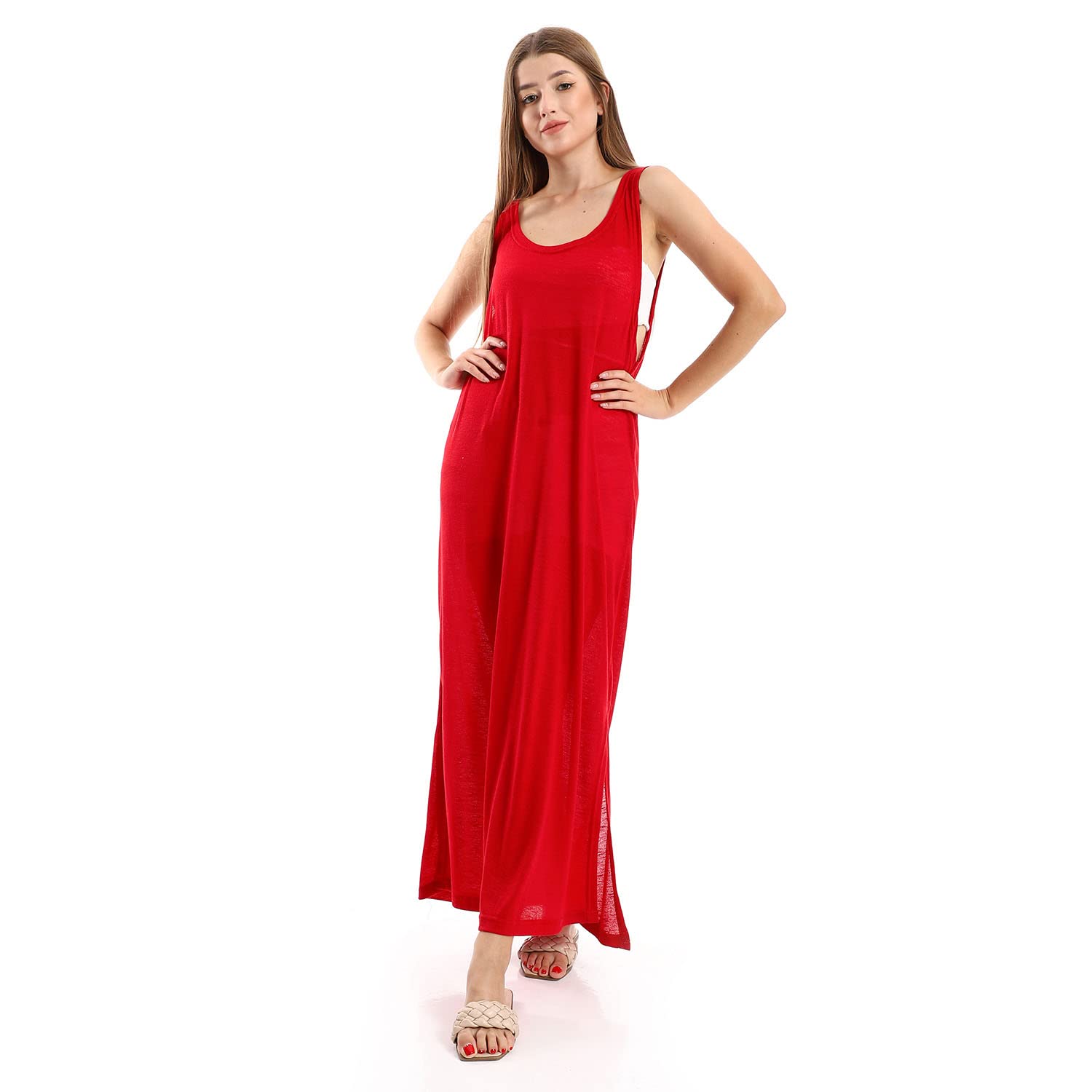 JAMILA Women Round Collar Cover UP With Side Slits OUTERWEAR