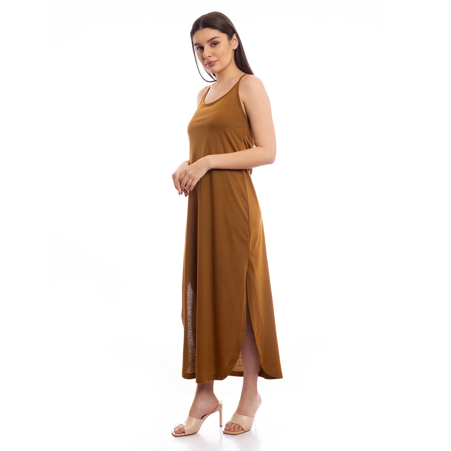 offcliff Women Basic Spaghetti Sleeves Solid Sleepshirt-Nightdresses & Nightshirts