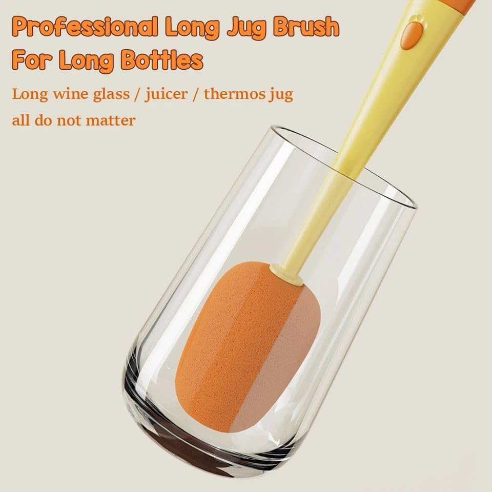 Generic Long Handle Carrot Cup Brush, Household Multifunctional Bottle Mouth Cup Brush, 3 in 1 Detachable Bottle and Teat Cleaning Brush.