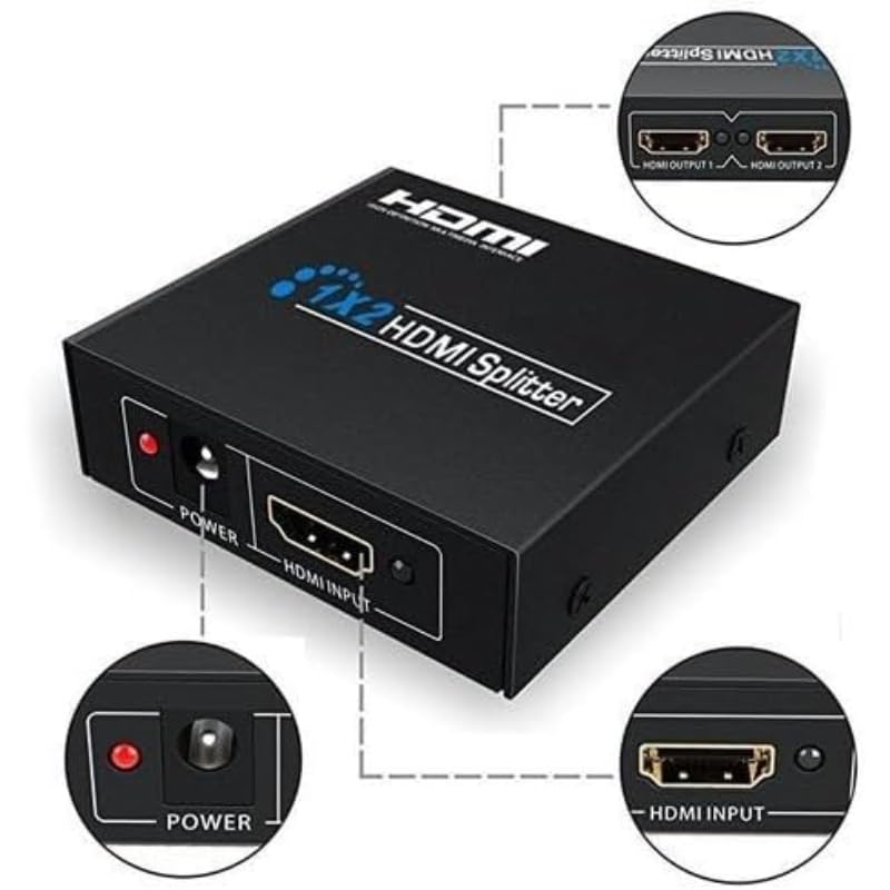 Edencomer HDMI Splitter 1 In 2 Out – 4K HDMI Video Splitter, Black
