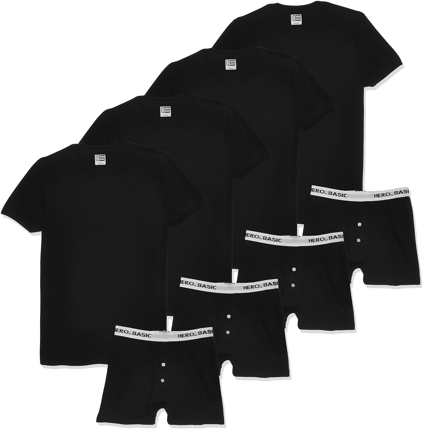 Hero Basic mens Set Of 4 - Round Neck t-Shirts + Free Boxer Underwear (pack of 5)