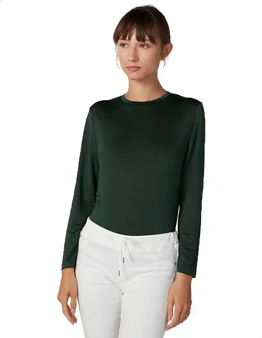 Splash Round Neck Long Sleeve Solid T-Shirt for Women - Safqqa Egypt