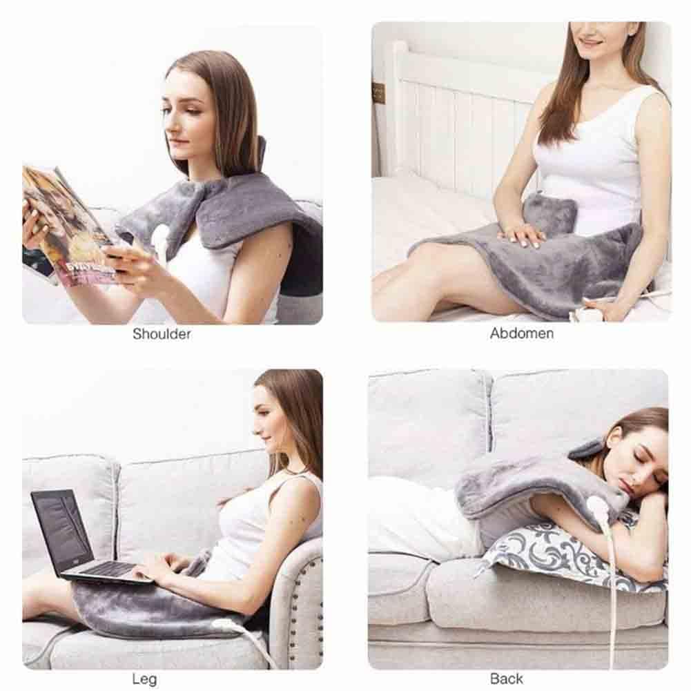 BEONE Heating Pad for Pain Relief of Back Neck and Shoulder, BEONE 42x58cm Large Heat Pad with 6 Electric Temperature Options, 4 Temperature Settings, Auto Shut Off, Dark Gray (Model 1)