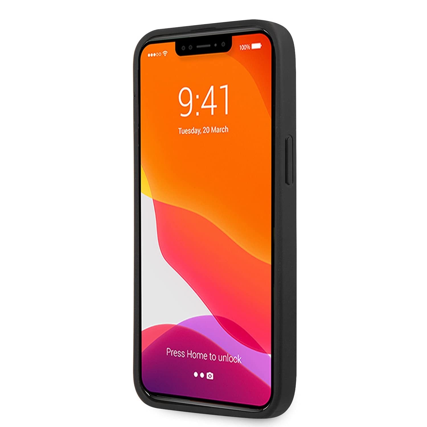 CG MOBILE غطاء جلد PU مع شريط مطبوع متوافق مع iPhone 14 Pro Max (6.7") غطاء جلدي أنيق، تصميم عصري، حماية من الصدمات والسقوط، غطاء خلفي مرخص رسميًا (رمادي)