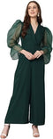 Styleville.in Women’s Wide Leg Jumpsuit Organza Sleeve Green