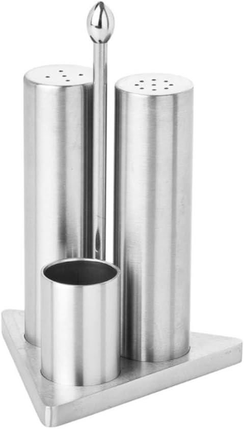 Narin – Star Stainless Steel Salt & Pepper Set with Stand – Elegant Kitchen Table Accessory