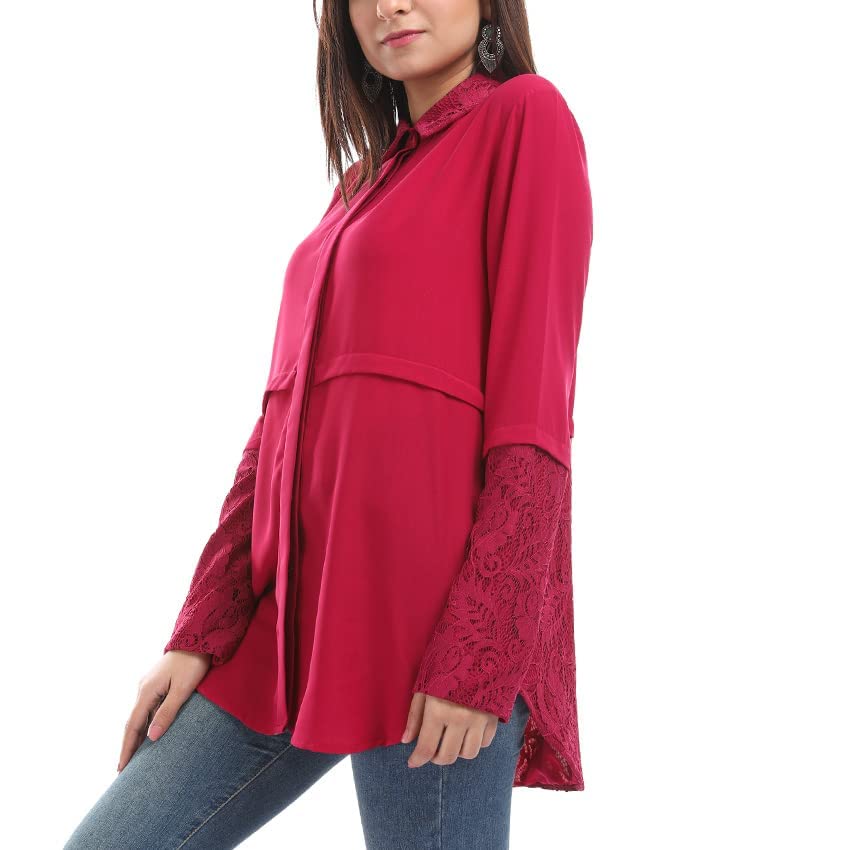 قميص ESLA طويل الأكمام وطويل الطول للنساء قطعة أنيقة ومتعددة الاستخدامات لأي خزانة ملابس. مصنوع من قماش ناعم وقابل للتنفس لضمان الراحة طوال اليوم