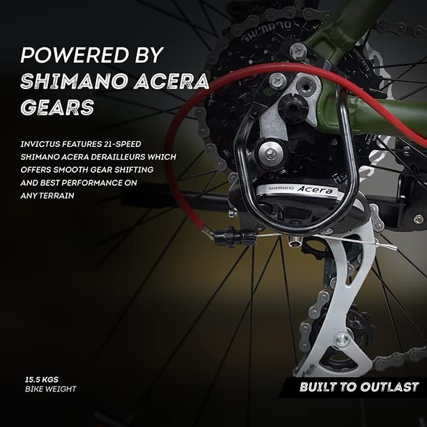 Ninety One Invictus 27.5T 24 Speed Disc Brakes Hybrid Bike ( Military Green, Ideal for: 12+ Years)