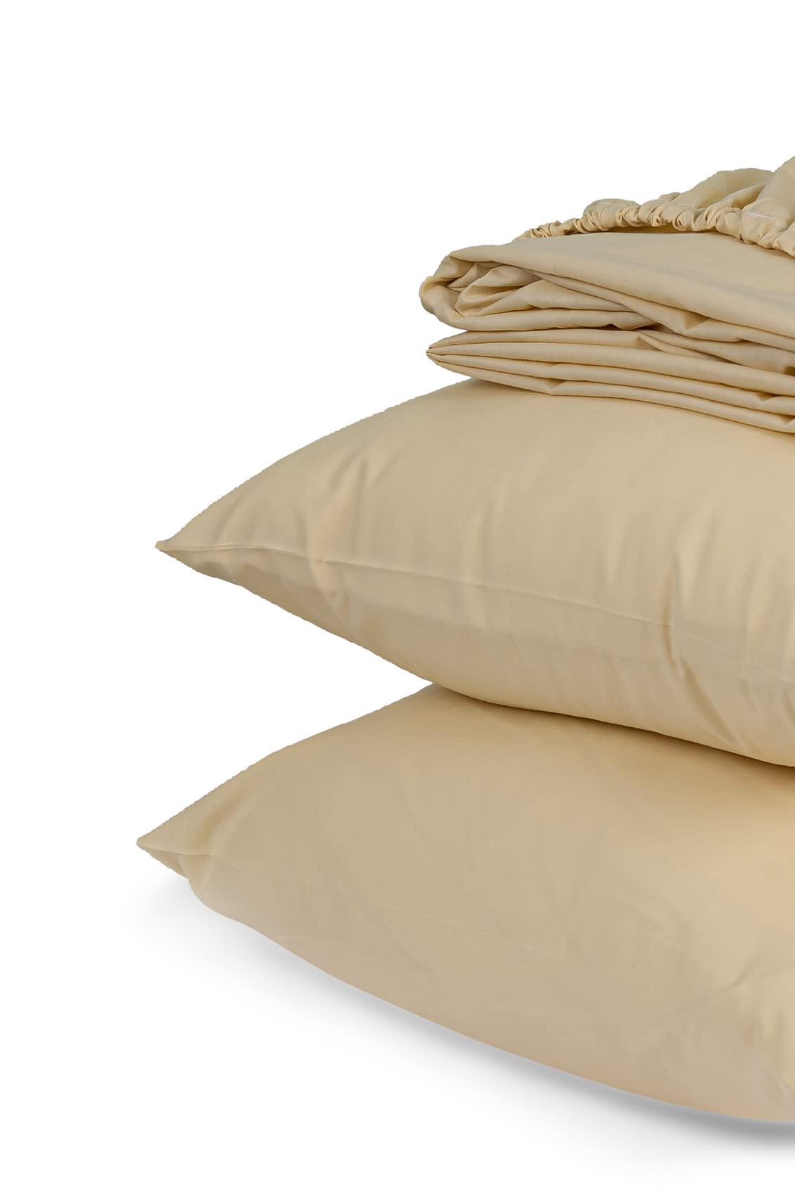 Home of linen-fitted sheet set, Cream, size 120 * 200cm, - Safqqa Egypt