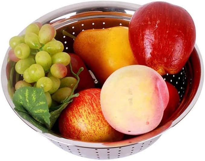 ECVV Stainless Steel Food Strainer Sink Colander Fruit ,28cm , SILVER – Safqqa Egypt