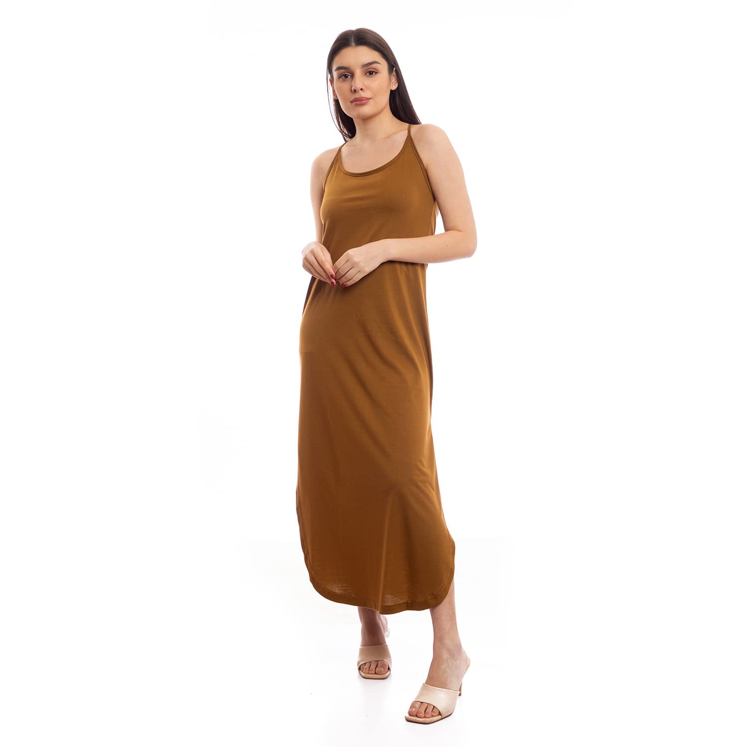 offcliff Women Basic Spaghetti Sleeves Solid Sleepshirt-Nightdresses & Nightshirts