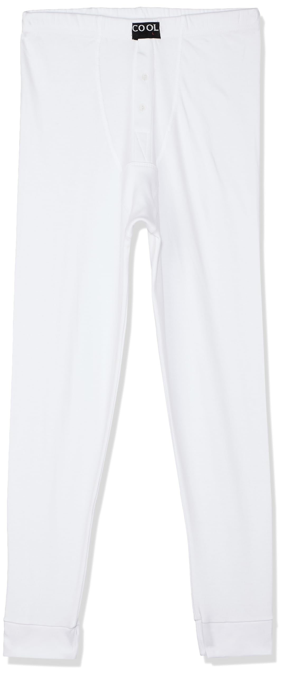 Cool plain elastic waist embroidered logo under pants for men - white- 82 x 85 in