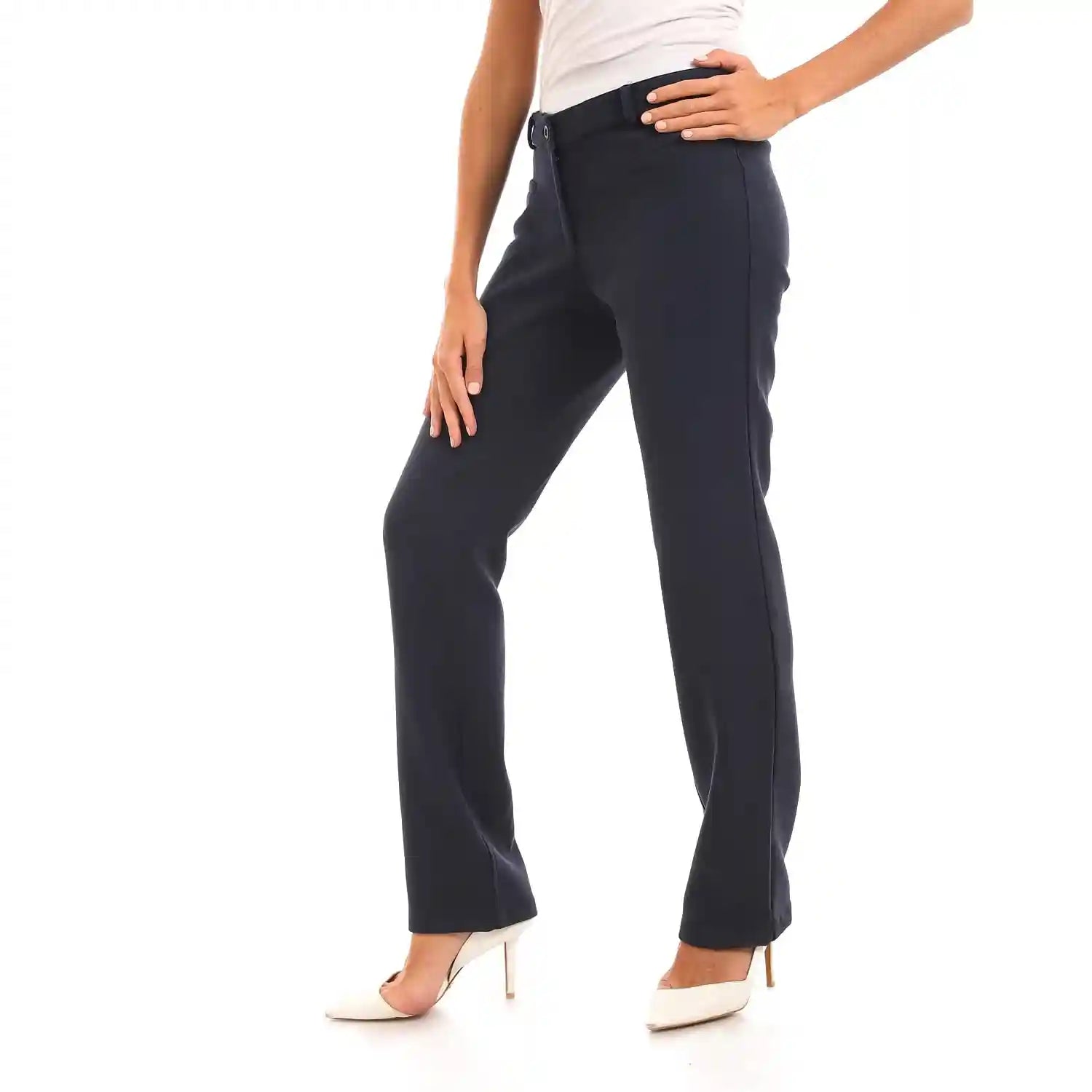 esla_Front Small Pockets Solid Classic Pants_Dark Blue_size 4 - Safqqa Egypt