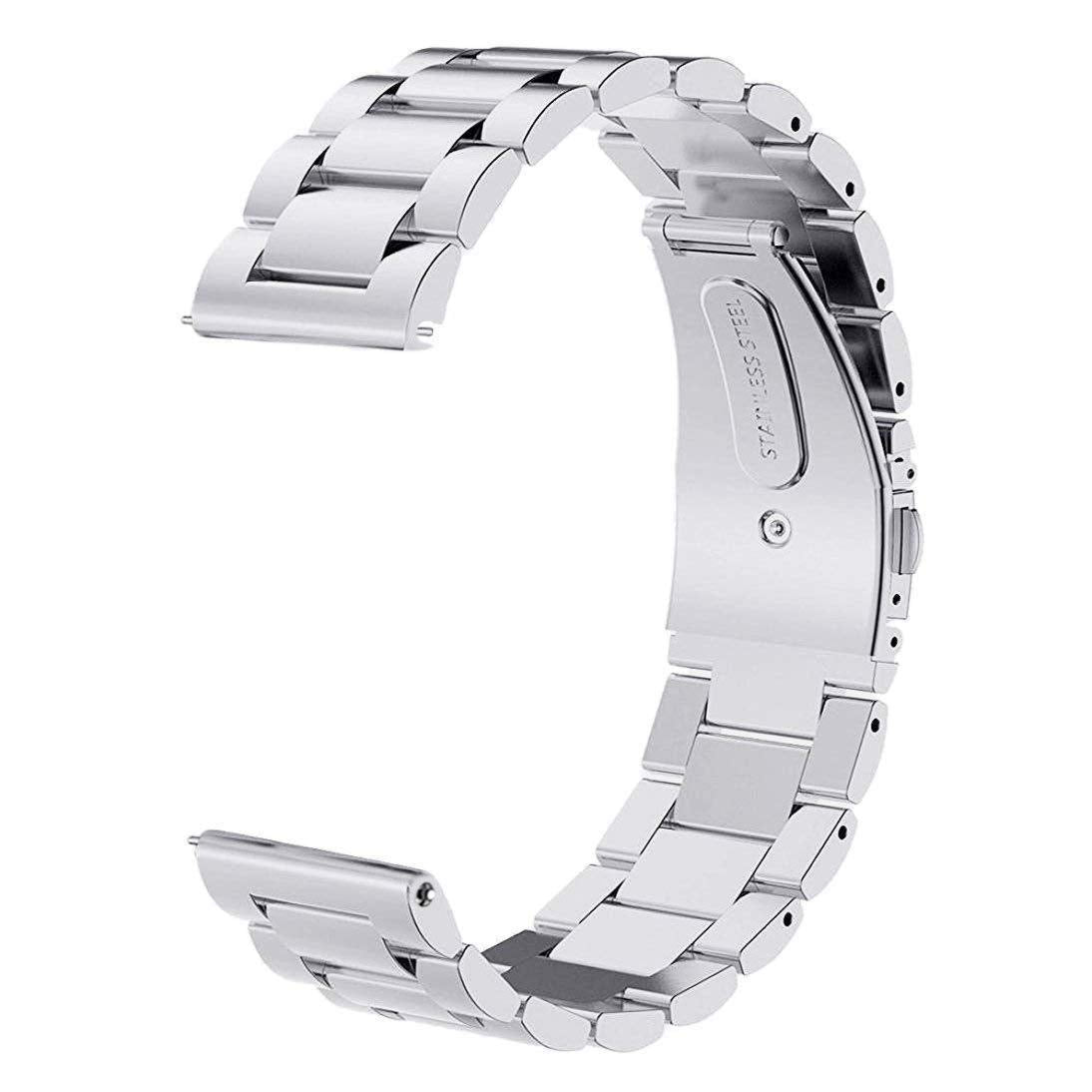Generic Metal Replacement Smartwatch Wristband – 22mm Silver Strap Compatible with Samsung Gear S3