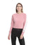 Side Stripe Ribbed Trims Crew Neck Cropped Sweatshirt for Women