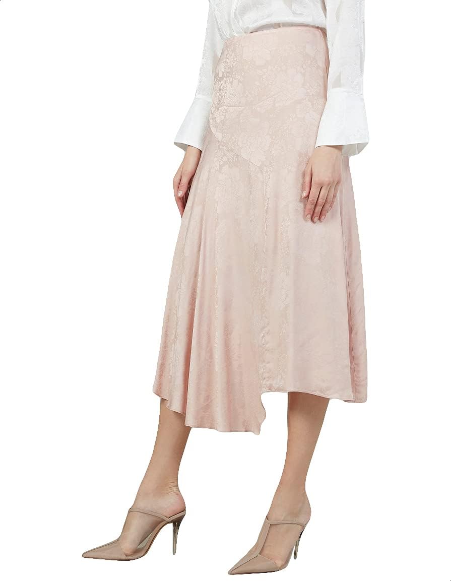 Splash Floral-Pattern Asymmetric-Hem Midi Skirt for Women